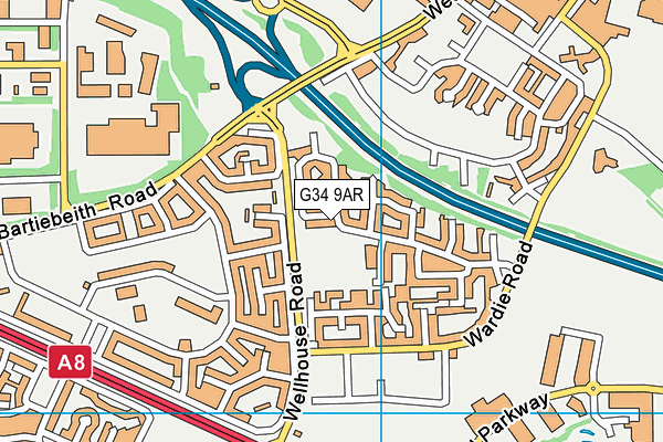 G34 9AR map - OS VectorMap District (Ordnance Survey)