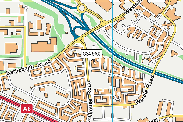 G34 9AX map - OS VectorMap District (Ordnance Survey)