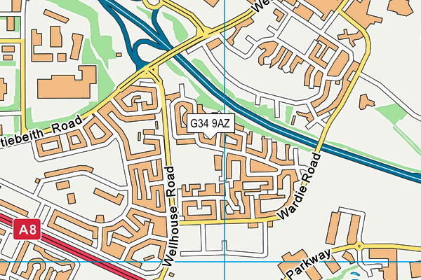 G34 9AZ map - OS VectorMap District (Ordnance Survey)