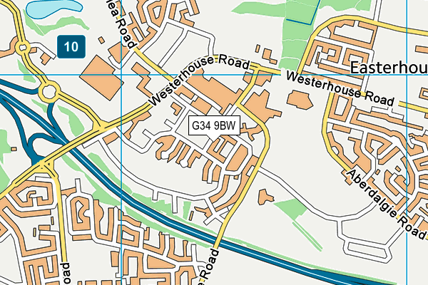 G34 9BW map - OS VectorMap District (Ordnance Survey)