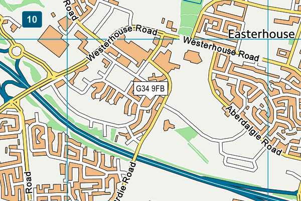 G34 9FB map - OS VectorMap District (Ordnance Survey)