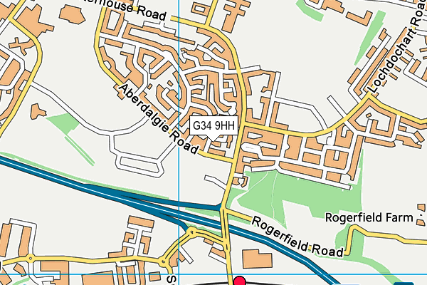 G34 9HH map - OS VectorMap District (Ordnance Survey)