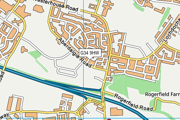 G34 9HW map - OS VectorMap District (Ordnance Survey)