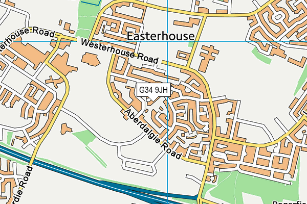 G34 9JH map - OS VectorMap District (Ordnance Survey)