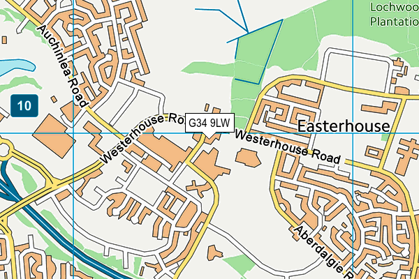 G34 9LW map - OS VectorMap District (Ordnance Survey)