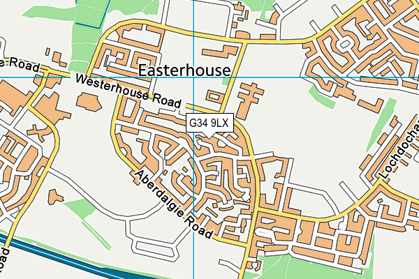 G34 9LX map - OS VectorMap District (Ordnance Survey)