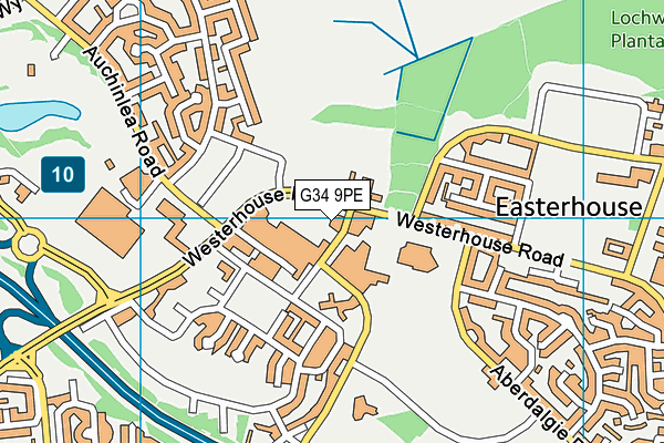 G34 9PE map - OS VectorMap District (Ordnance Survey)