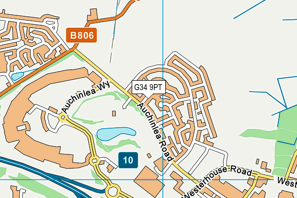 G34 9PT map - OS VectorMap District (Ordnance Survey)