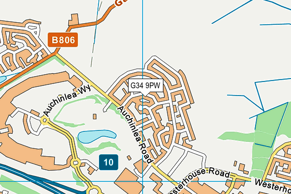 G34 9PW map - OS VectorMap District (Ordnance Survey)