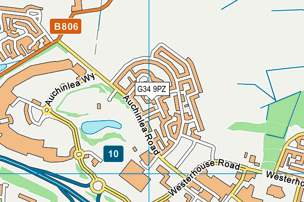 G34 9PZ map - OS VectorMap District (Ordnance Survey)