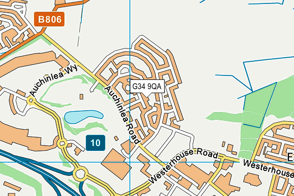 G34 9QA map - OS VectorMap District (Ordnance Survey)