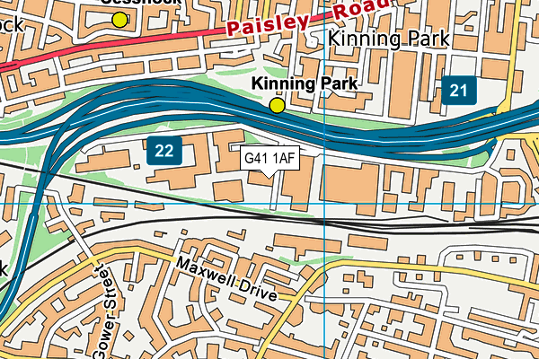 G41 1AF map - OS VectorMap District (Ordnance Survey)