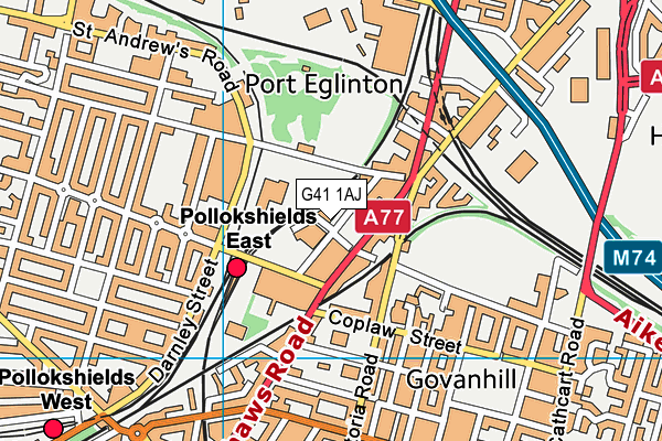 G41 1AJ map - OS VectorMap District (Ordnance Survey)