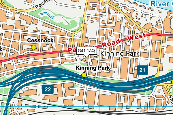 G41 1AQ map - OS VectorMap District (Ordnance Survey)