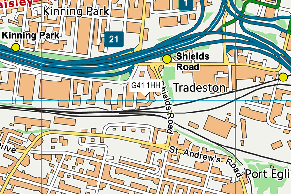 G41 1HH map - OS VectorMap District (Ordnance Survey)