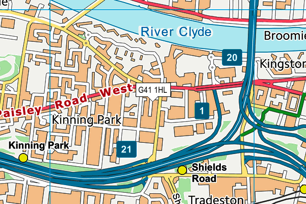 G41 1HL map - OS VectorMap District (Ordnance Survey)