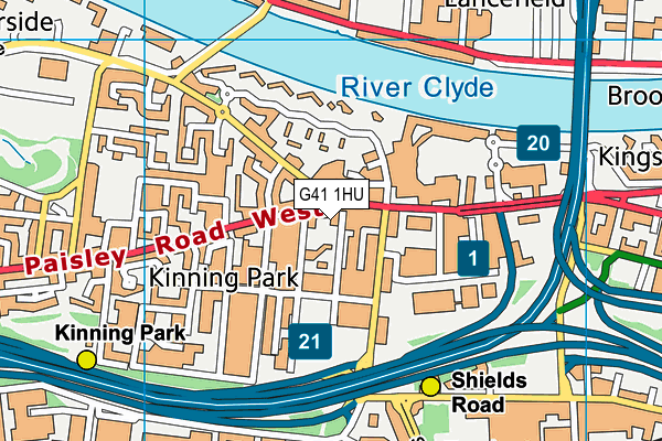 G41 1HU map - OS VectorMap District (Ordnance Survey)