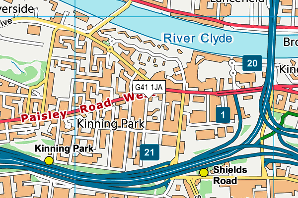 G41 1JA map - OS VectorMap District (Ordnance Survey)