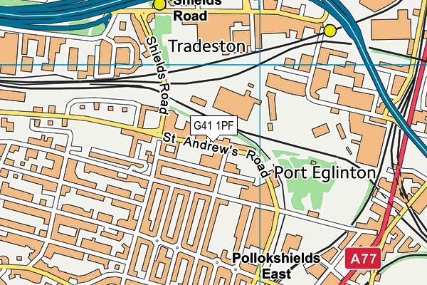 G41 1PF map - OS VectorMap District (Ordnance Survey)