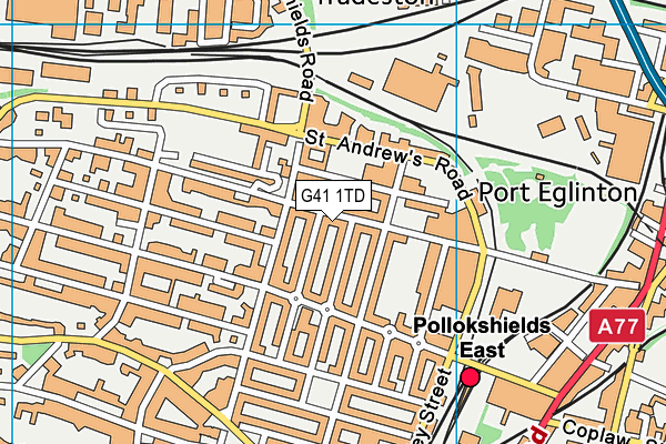 G41 1TD map - OS VectorMap District (Ordnance Survey)