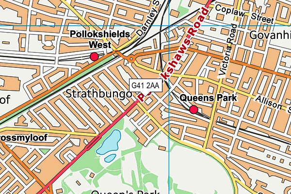 G41 2AA map - OS VectorMap District (Ordnance Survey)