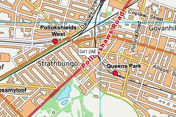 G41 2AE map - OS VectorMap District (Ordnance Survey)