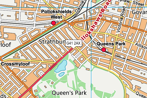 G41 2AX map - OS VectorMap District (Ordnance Survey)