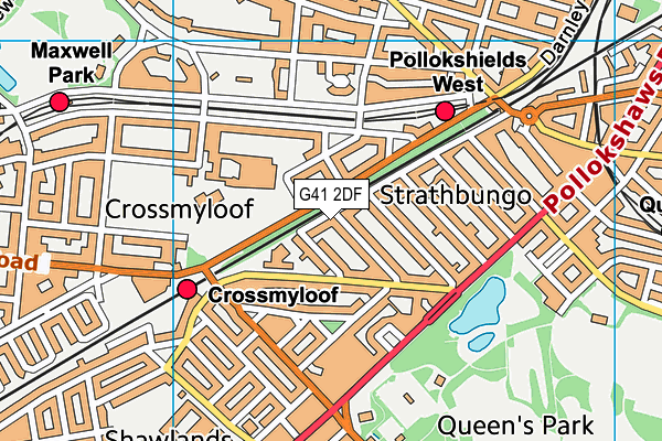 G41 2DF map - OS VectorMap District (Ordnance Survey)