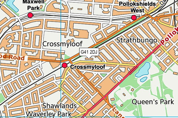 G41 2DJ map - OS VectorMap District (Ordnance Survey)
