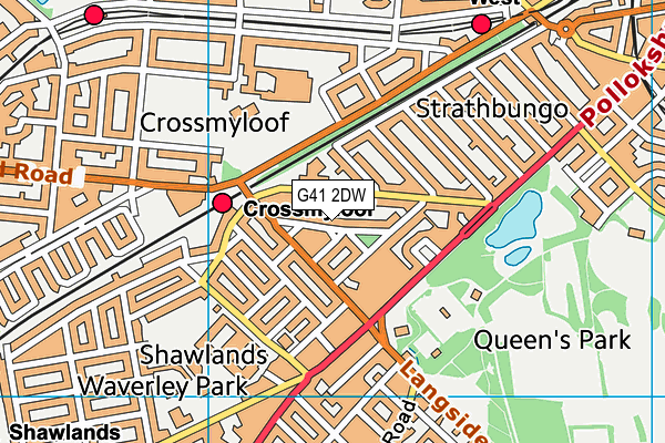 G41 2DW map - OS VectorMap District (Ordnance Survey)