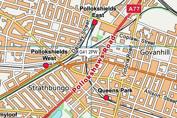 G41 2PW map - OS VectorMap District (Ordnance Survey)