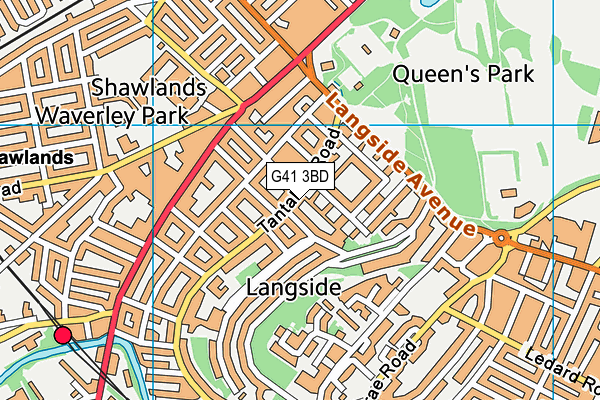 G41 3BD map - OS VectorMap District (Ordnance Survey)