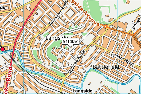 G41 3DW map - OS VectorMap District (Ordnance Survey)