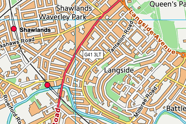 G41 3LT map - OS VectorMap District (Ordnance Survey)