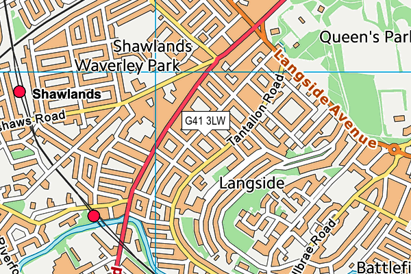 G41 3LW map - OS VectorMap District (Ordnance Survey)