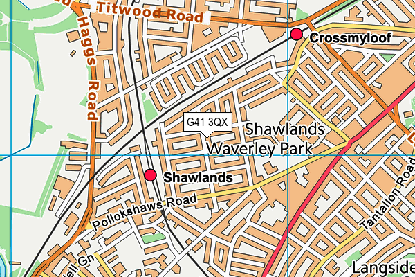 G41 3QX map - OS VectorMap District (Ordnance Survey)