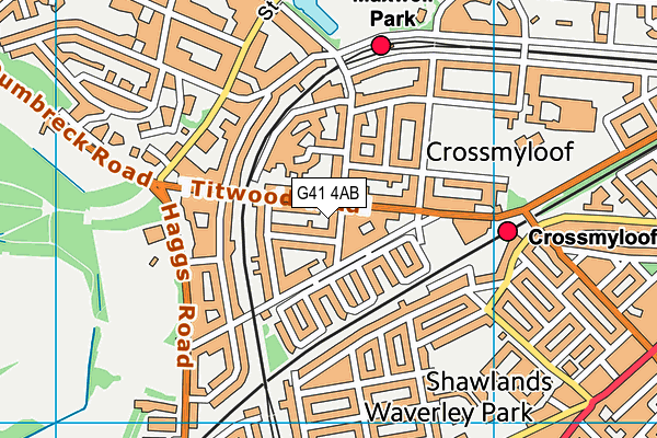 G41 4AB map - OS VectorMap District (Ordnance Survey)