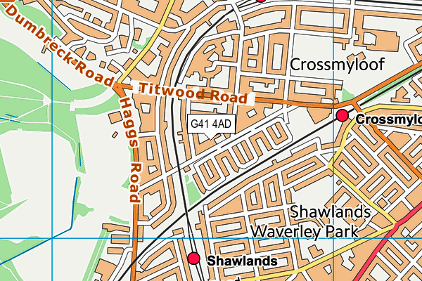 G41 4AD map - OS VectorMap District (Ordnance Survey)