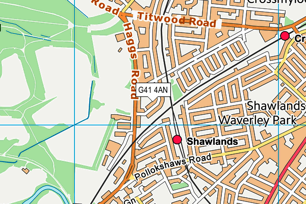 G41 4AN map - OS VectorMap District (Ordnance Survey)