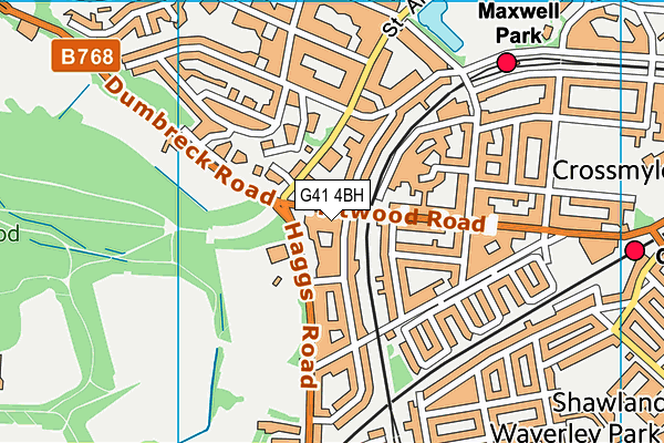 G41 4BH map - OS VectorMap District (Ordnance Survey)