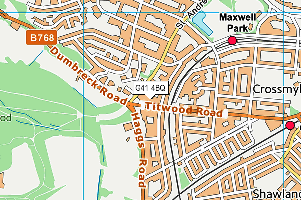 G41 4BQ map - OS VectorMap District (Ordnance Survey)