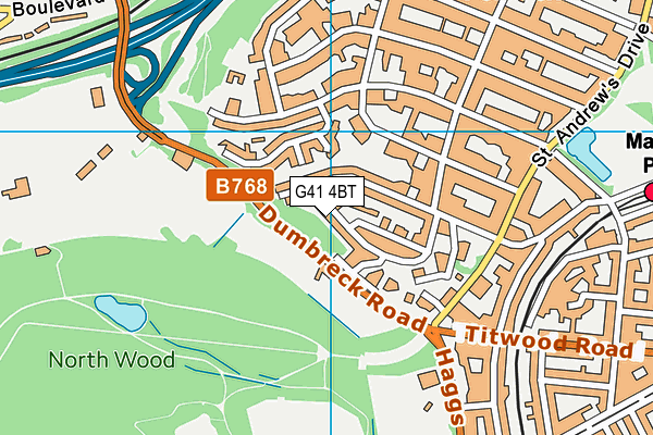 G41 4BT map - OS VectorMap District (Ordnance Survey)