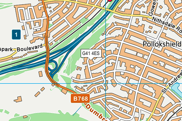 G41 4ES map - OS VectorMap District (Ordnance Survey)