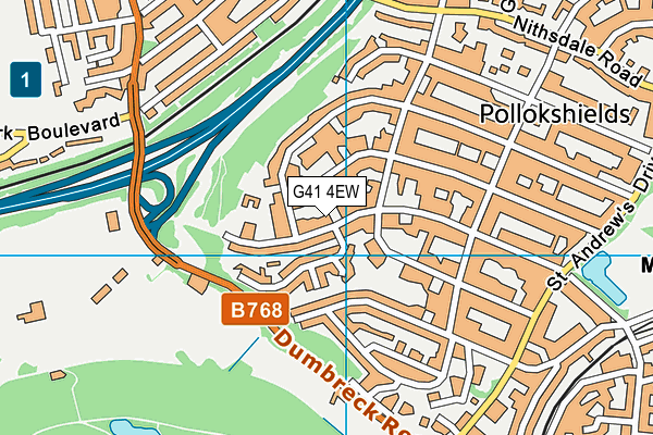 G41 4EW map - OS VectorMap District (Ordnance Survey)