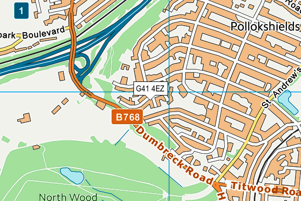 G41 4EZ map - OS VectorMap District (Ordnance Survey)