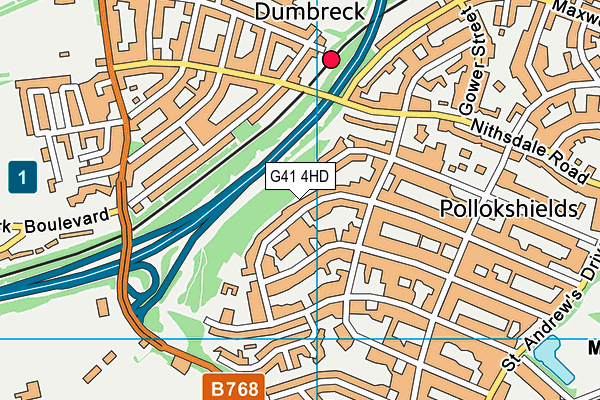 G41 4HD map - OS VectorMap District (Ordnance Survey)