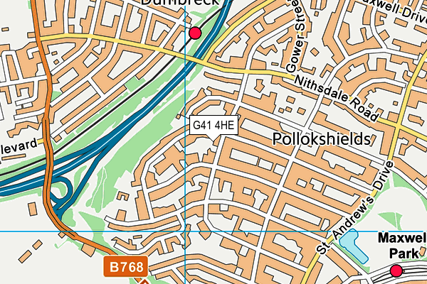 G41 4HE map - OS VectorMap District (Ordnance Survey)