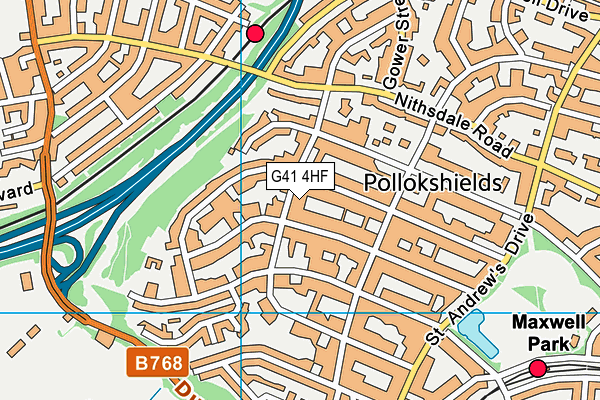 G41 4HF map - OS VectorMap District (Ordnance Survey)