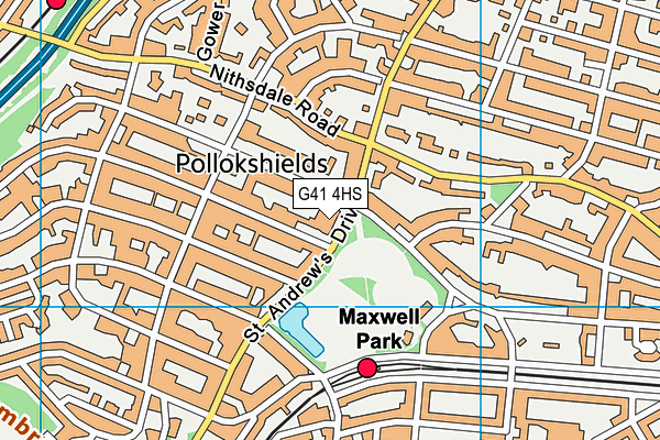 G41 4HS map - OS VectorMap District (Ordnance Survey)