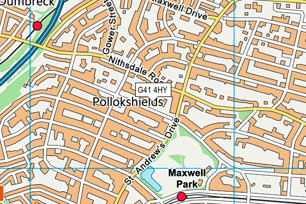 G41 4HY map - OS VectorMap District (Ordnance Survey)